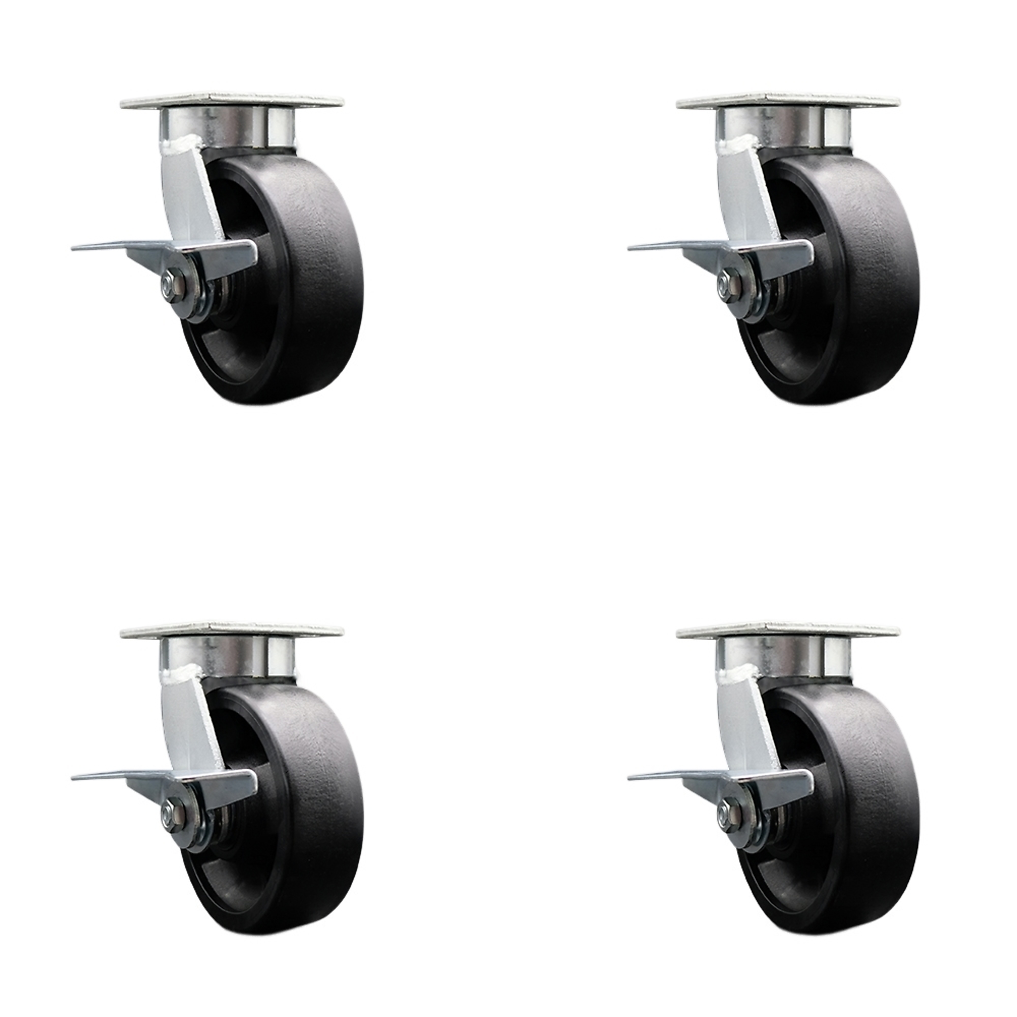 Service Caster, 6in. x 2in. Plate Casters, Wheel Diameter 6 in, Caster Type Swivel, Package (qty.) 4, Model# SCC-KP30S620-GFNR-SLB-BSL-4